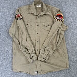 Wrangler Jurassic Park Ranger Button Up Shirt Medium Olive Cotton Costume